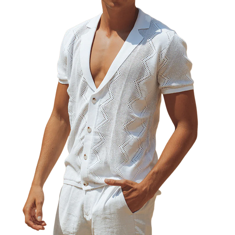 Wyatt | Men'S Spring And Summer Fashion Casual Hollow Knitted Slim Short-Sleeved Shirt