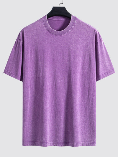Clement® | Basic Washed Distressed Drop Shoulder Oversize T-Shirt