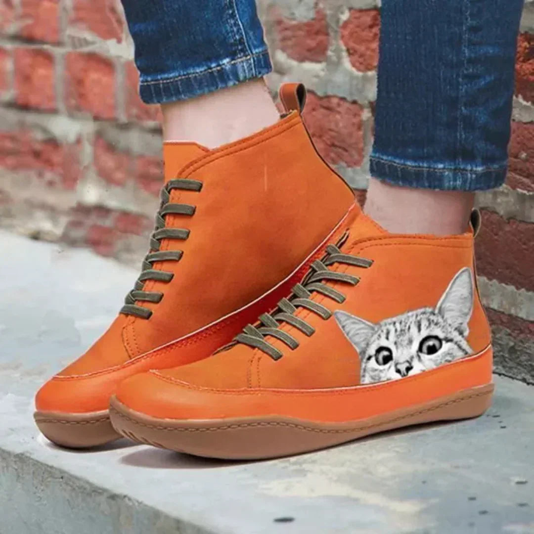 Caius | Cat-patterned leather ankle boots