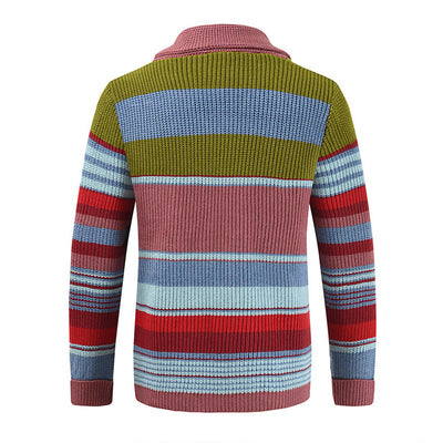 Men's Colorblock Lapel Sweater Jacket