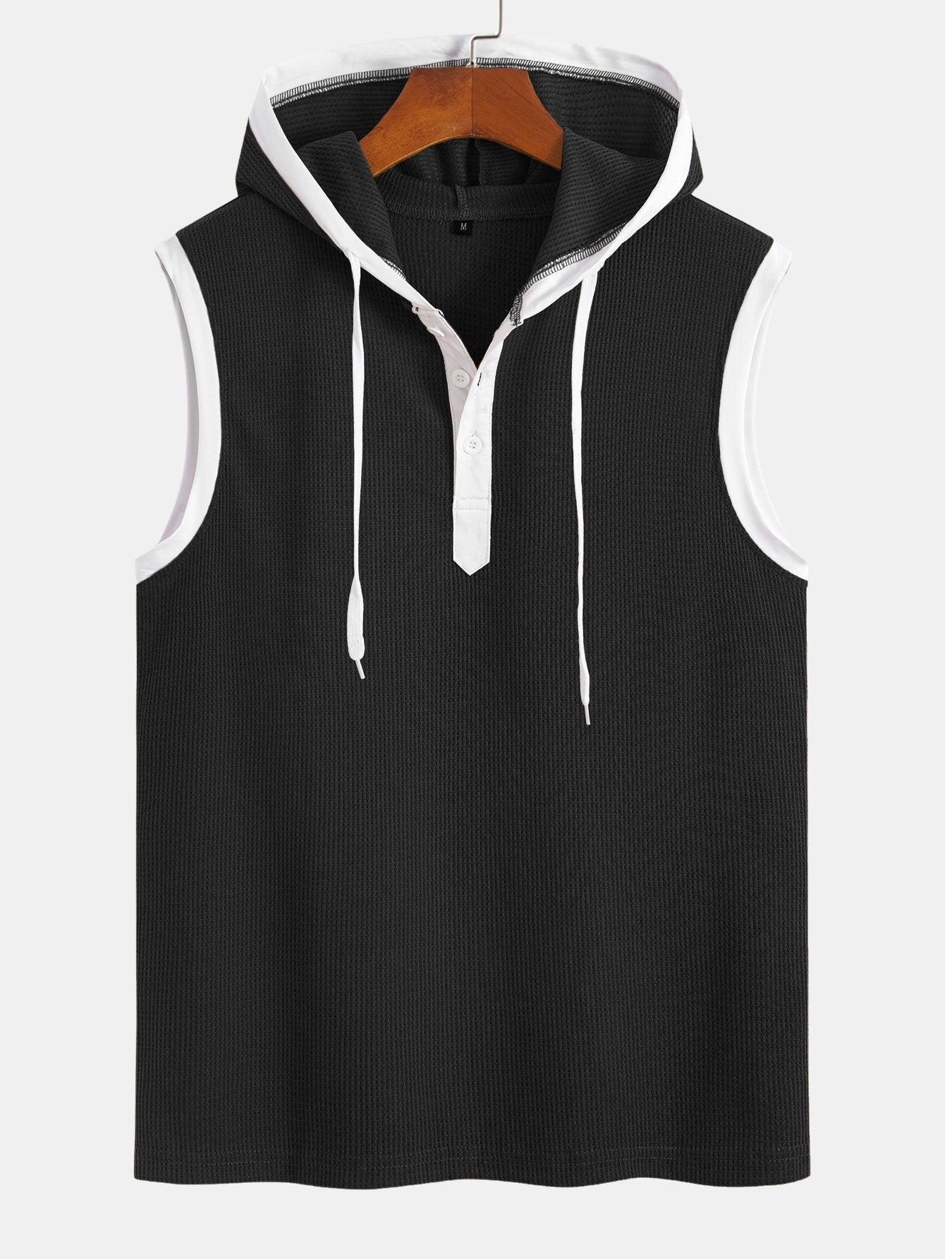 Edmundo® | Contrast Waffle Half Open Hooded Vest