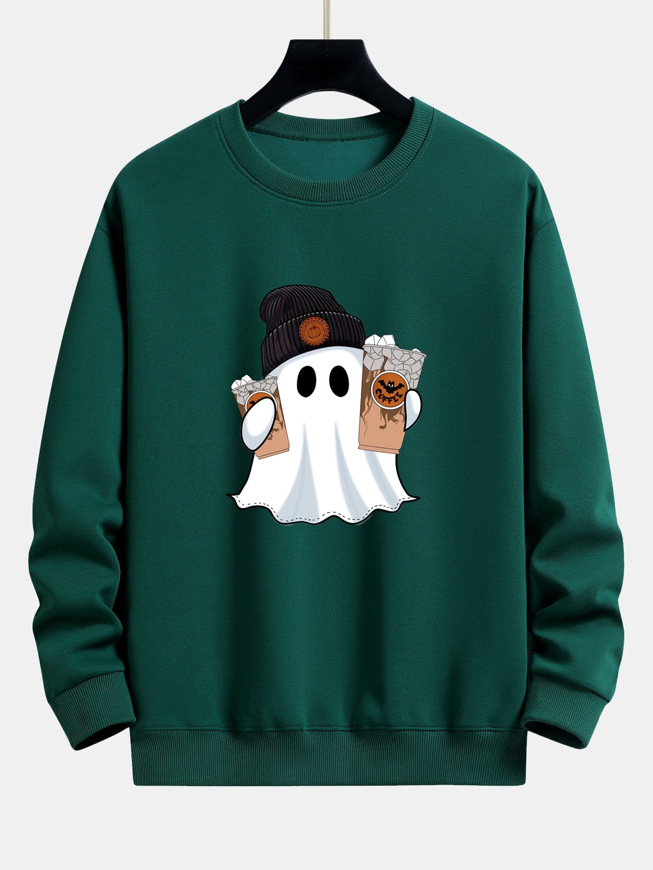 Calixto® | Halloween Ghost Coffee Print Relax Fit Sweatshirt