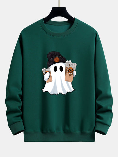 Calixto® | Halloween Ghost Coffee Print Relax Fit Sweatshirt