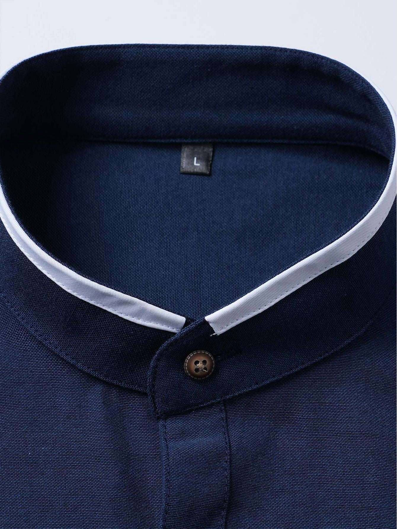 Gabino® | Long Sleeve Contrast Stand Collar Oxford Shirt