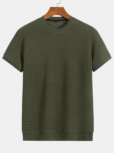 Mauricio® | Short Sleeve Waffle Ribbed Hem T-Shirt