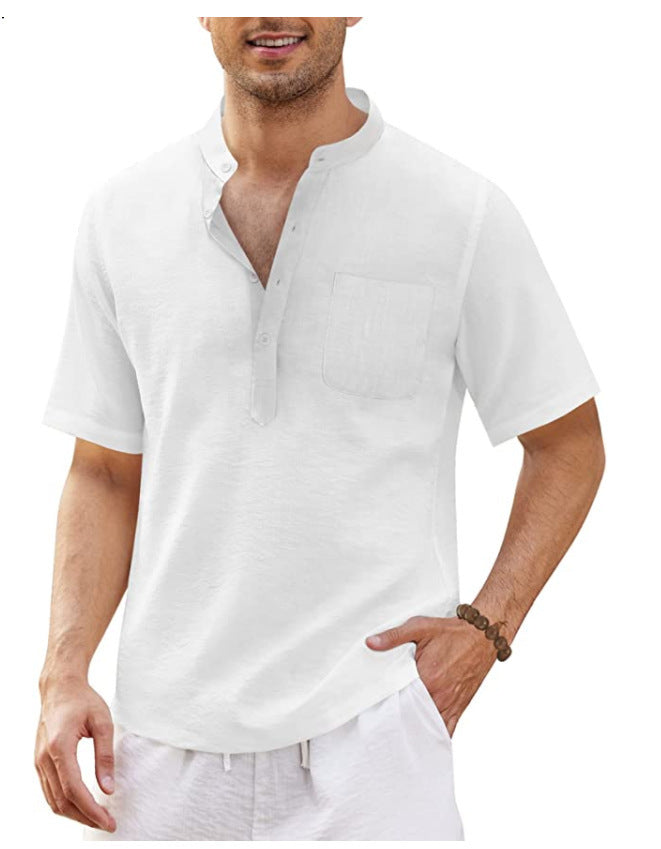 Justinian® | Plain Men'S Shirt With Stand-Up Collar