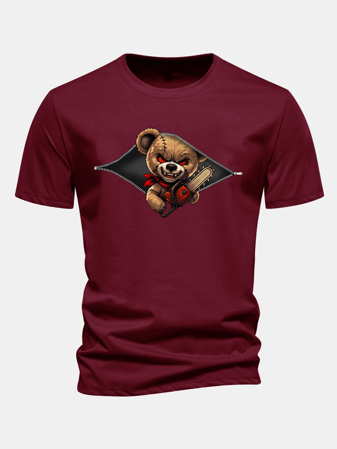 Jabes® | Regular Fit Halloween Zipper Evil Bear Print Cotton T-Shirt