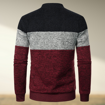 Marcos® | Striped turtleneck sweater with zip