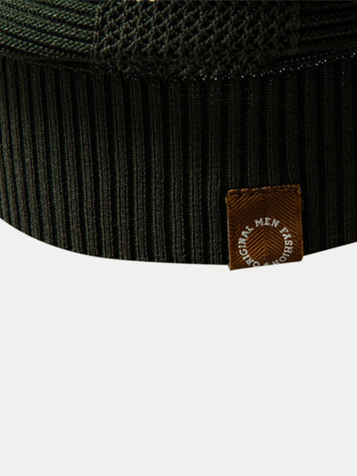 Dominic | Stripe Hollow Knit V Neck Polo Shirt