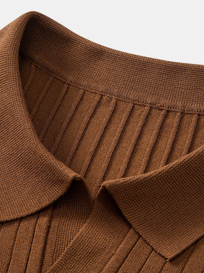 Connor | Stripe V Neck Knit Polo Shirt