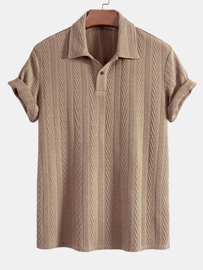 Ciro® | Short Sleeve Jacquard Polo & Straight Leg Ribbed Pants