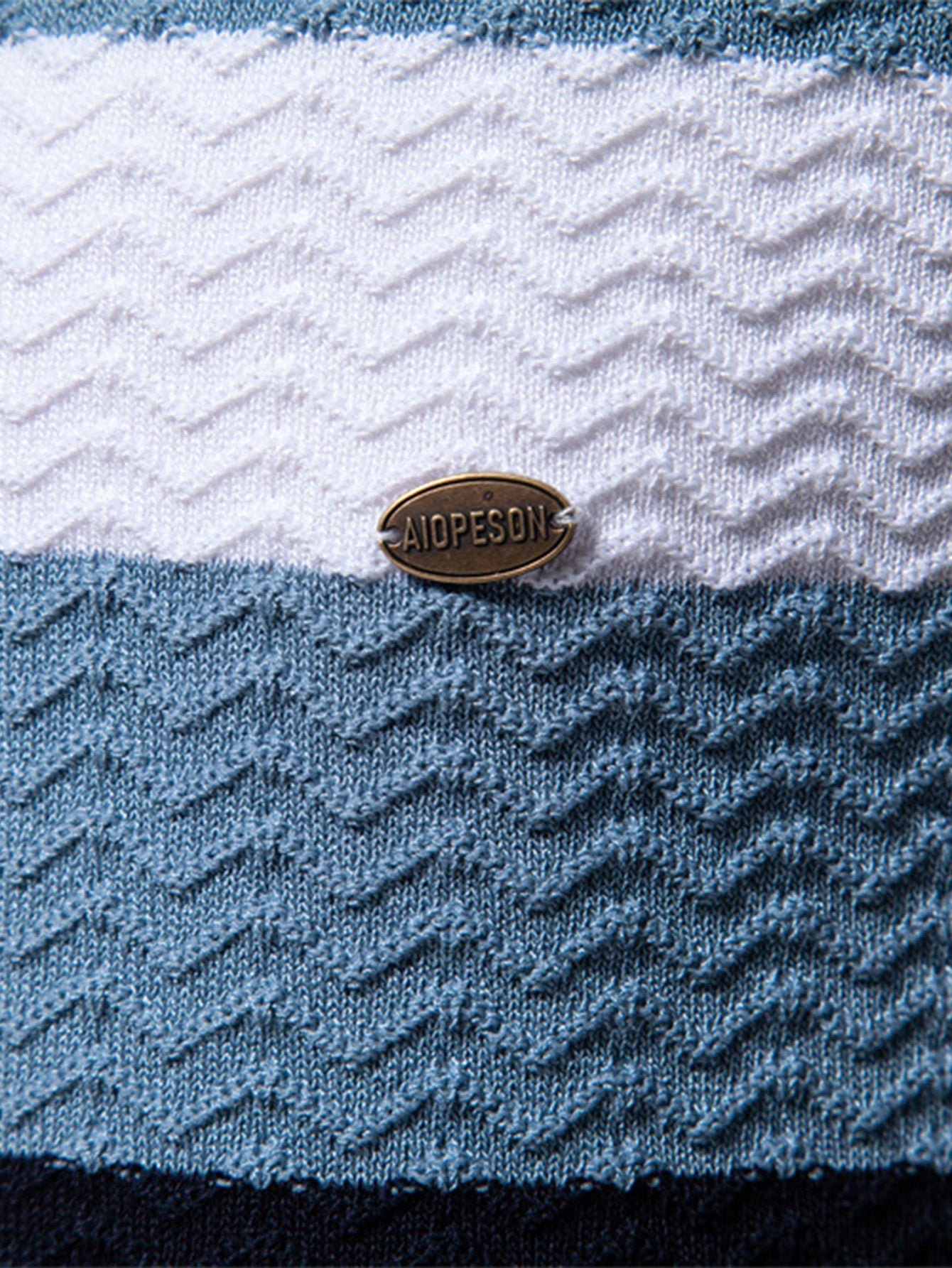Cameron | Contrast Textured Jacquard Knit Zip Up Polo Shirt