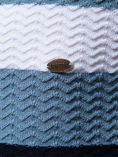 Cameron | Contrast Textured Jacquard Knit Zip Up Polo Shirt