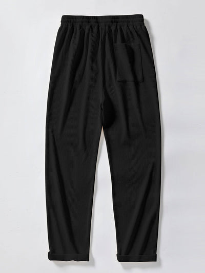 Aeolus® | Muscle Fit Ribbed Arc Hem T-Shirt & Straight Leg Ribbed Pants