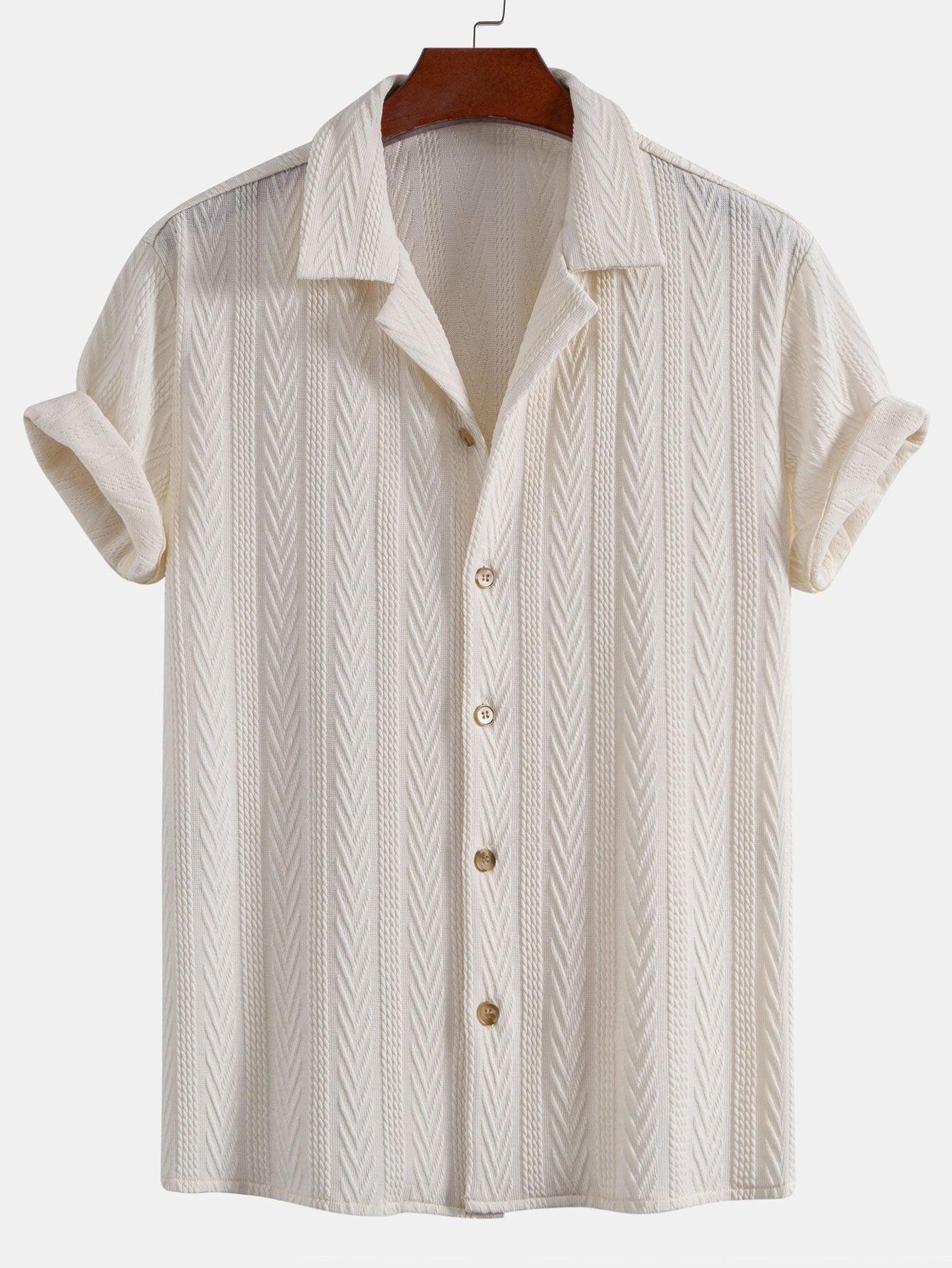 Benito® | Texture Jacquard Cuban Shirt & Wrinkle Textured Straight Leg Pants