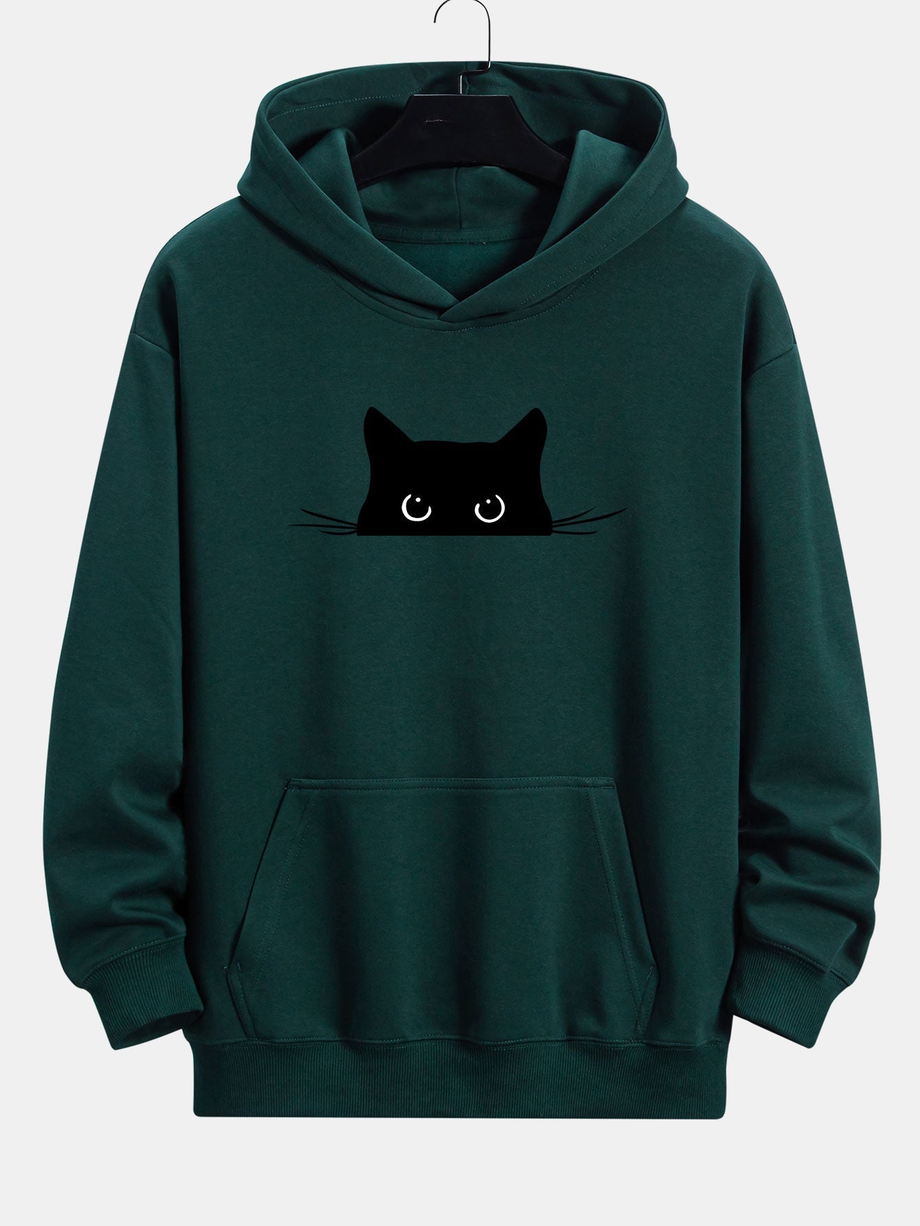 Fausto® | Black Cat Print Relax Fit Hoodie
