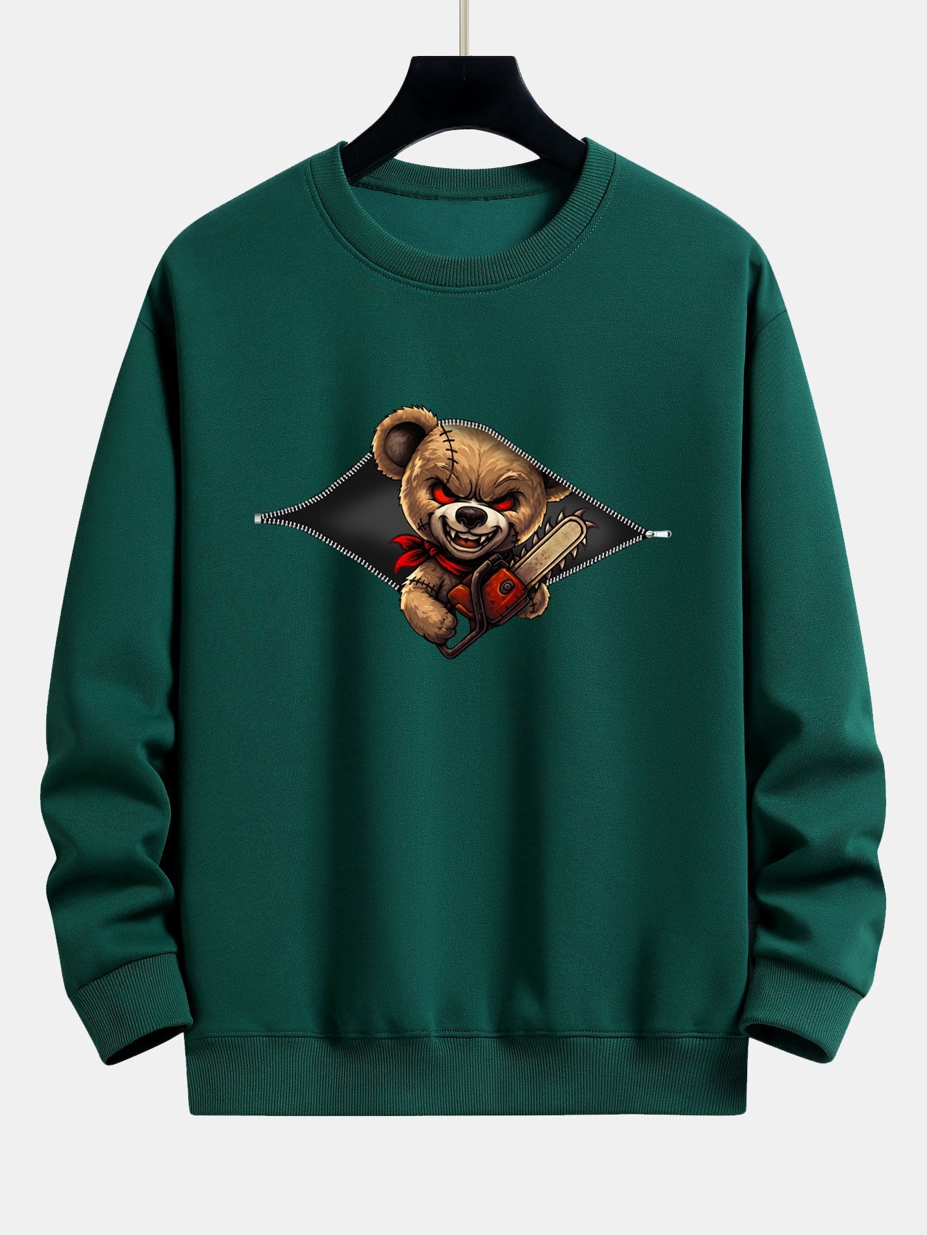 Jael® | Halloween Zipper Evil Bear Print Relax Fit Sweatshirt