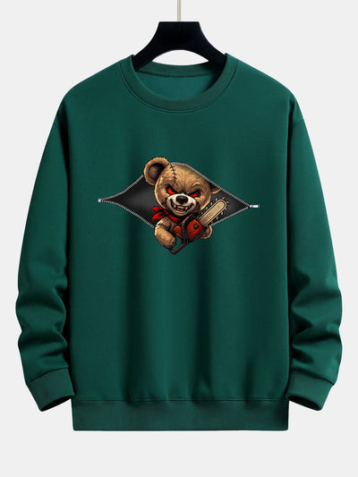 Jael® | Halloween Zipper Evil Bear Print Relax Fit Sweatshirt