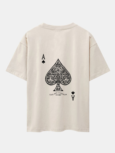 Ahab® | Ace Of Spades Print Drop Shoulder Oversize T-Shirt