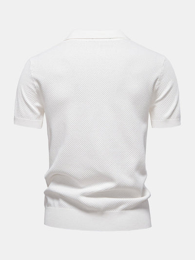 Lincoln | Pineapple Texture Knit V Neck Polo