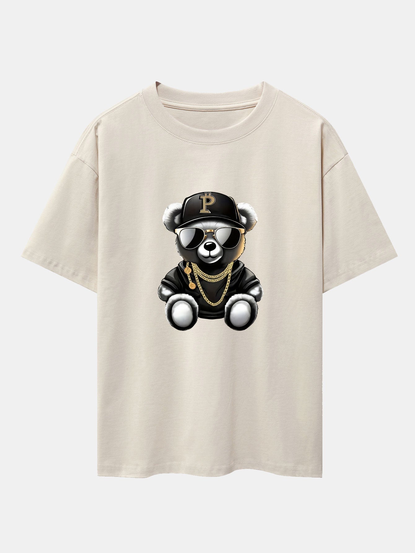 Miqueas® | Hip Hop Bear Print Drop Shoulder Oversize T-Shirt