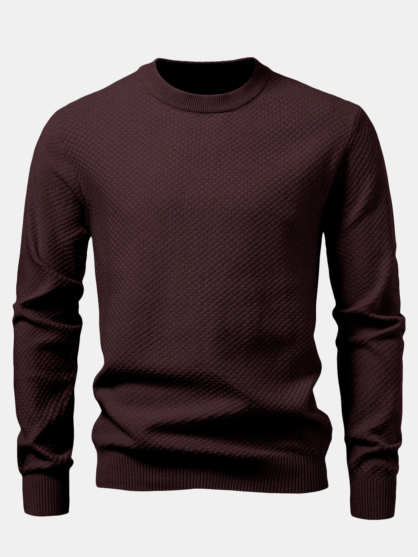 Anselmo® | Checkerboard Textured Crew Neck Sweater