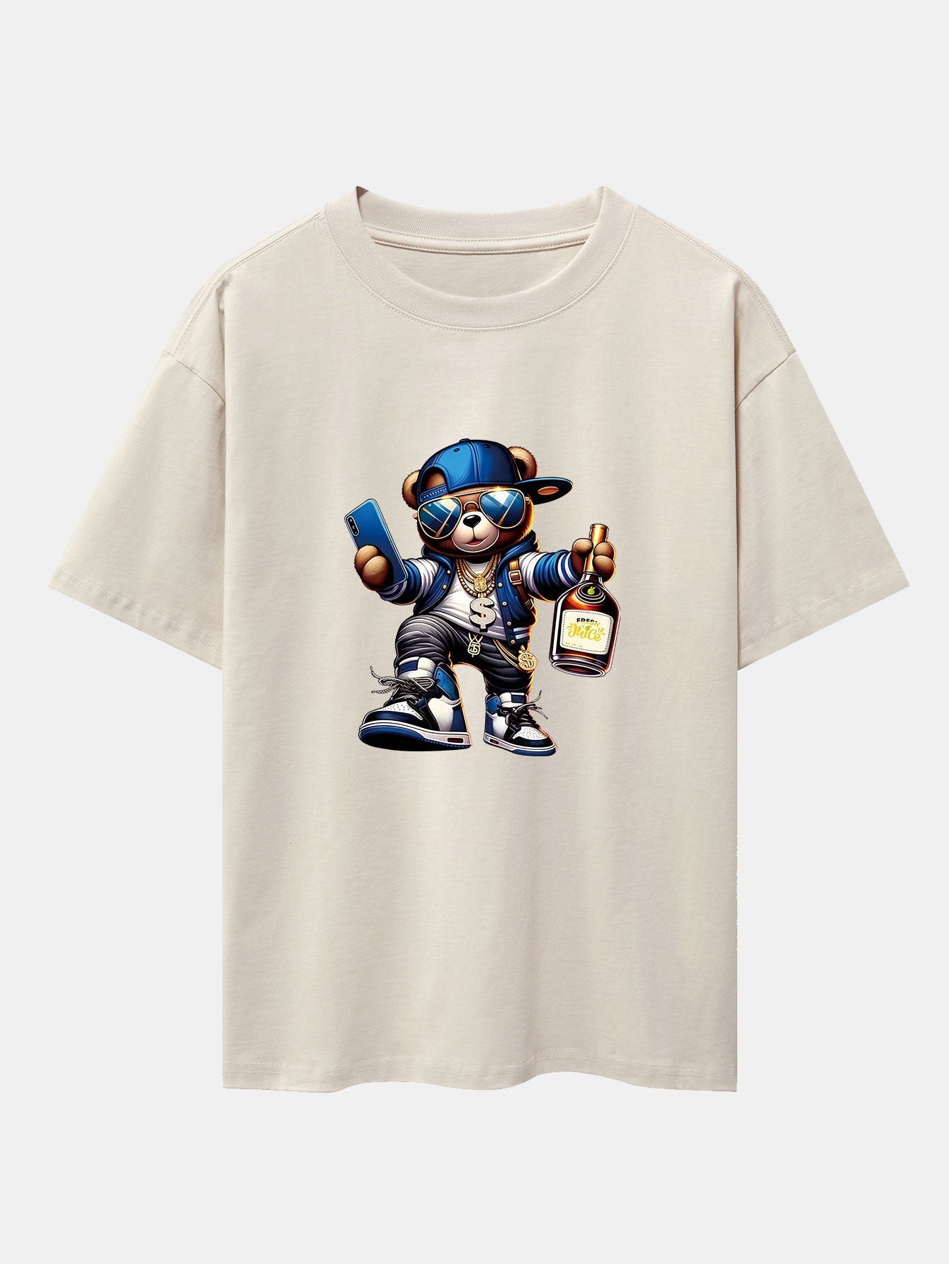 Melquíades® | Hip Hop Bear Print Drop Shoulder Oversize T-Shirt