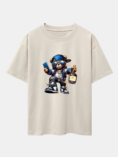 Melquíades® | Hip Hop Bear Print Drop Shoulder Oversize T-Shirt