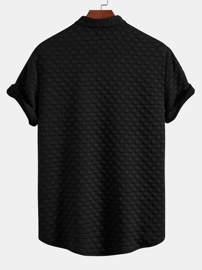 Jeffrey® | Checkerboard Stand Collar Shirt & Checkerboard Jacquard Shorts