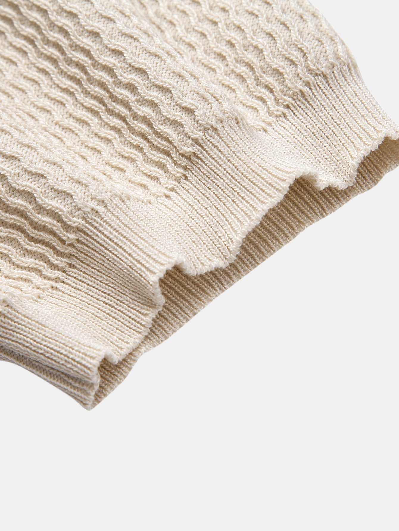 Caleb | Wave Jacquard Knit V Neck Polo Shirt