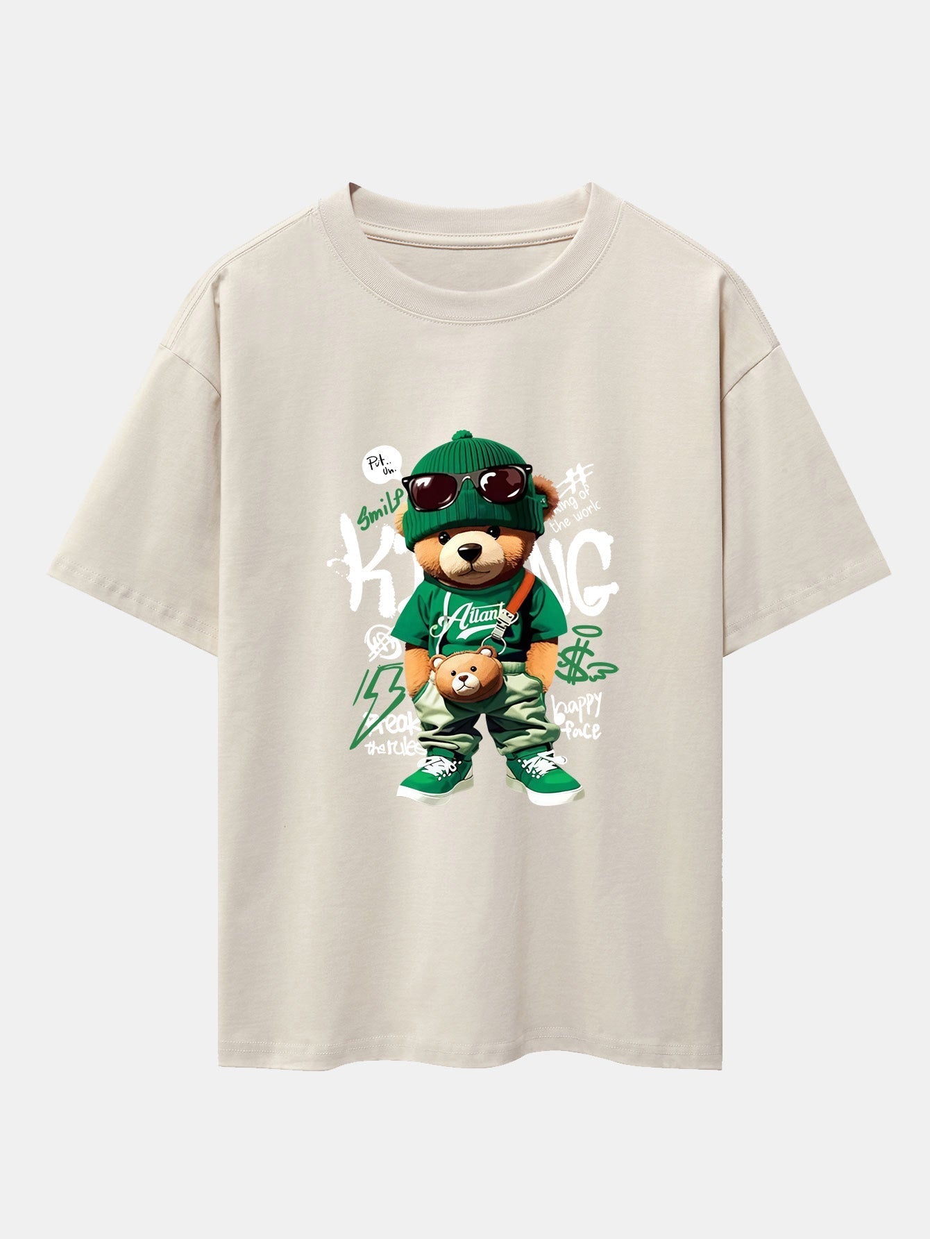 Micaías® | Graffiti Bear Print Drop Shoulder Oversize T-Shirt