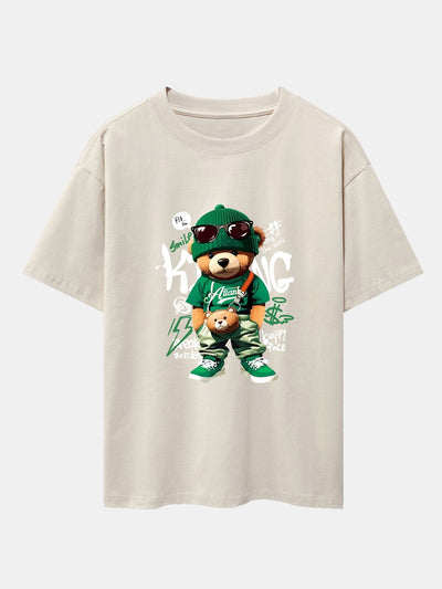 Micaías® | Graffiti Bear Print Drop Shoulder Oversize T-Shirt