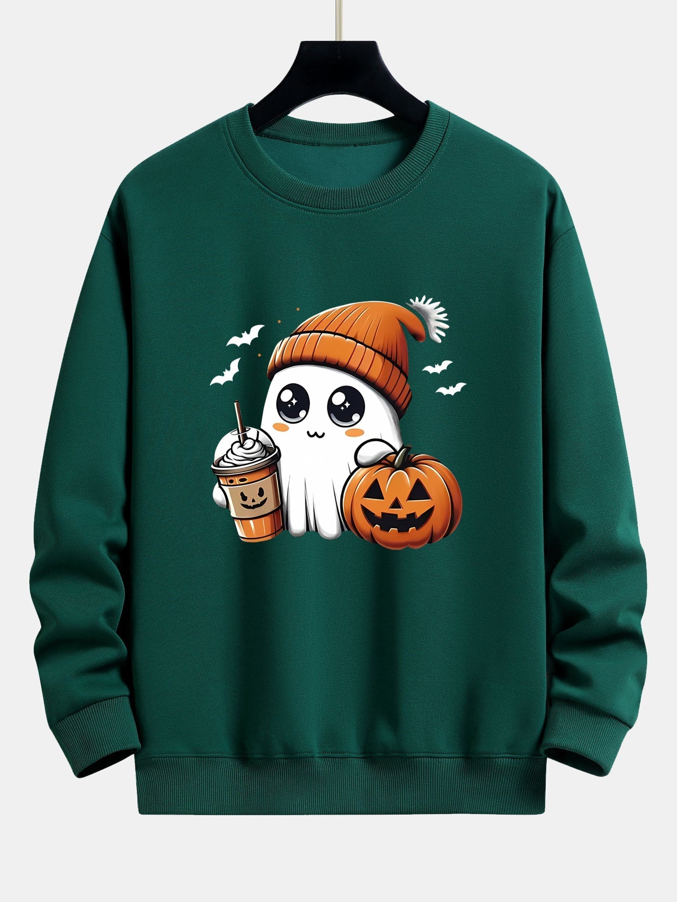 Carmelo® | Halloween Ghost Coffee Pumpkin Print Relax Fit Sweatshirt