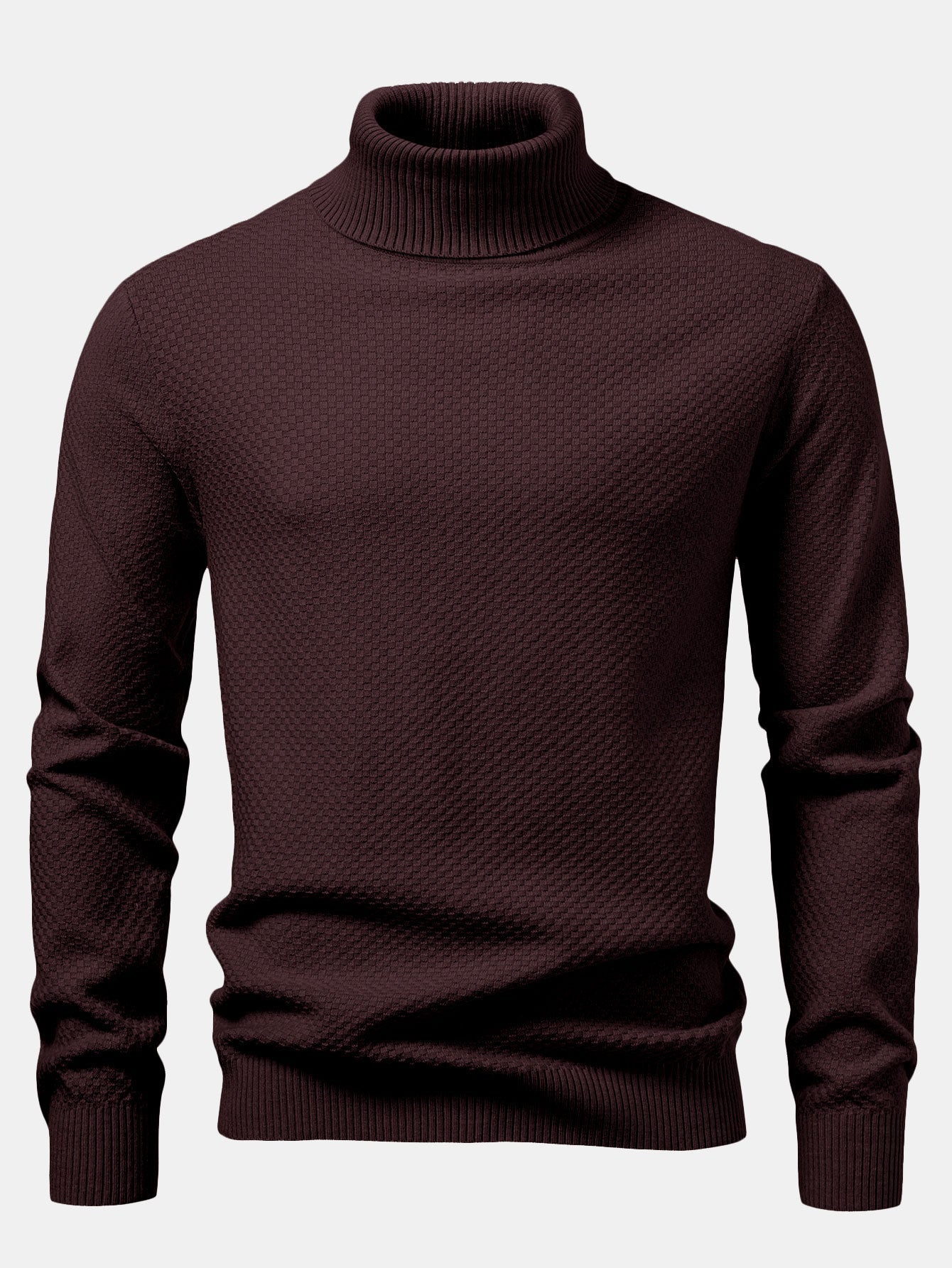 Amaro® | Checkerboard Textured Turtle Neck Sweater