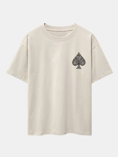 Ahab® | Ace Of Spades Print Drop Shoulder Oversize T-Shirt