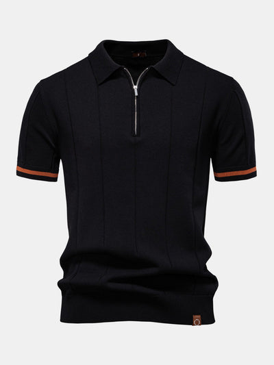 Grayson | Contrast Trim Zipper Knit Polo Shirt