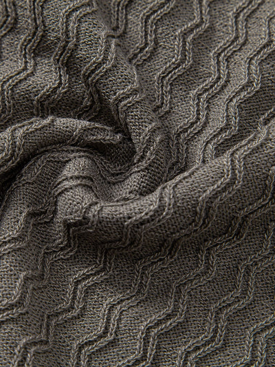 Jackson | Wave Jacquard Zip Up Knitted Polo Shirt