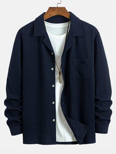 Alcidas® | Long Sleeve Waffle Cuban Collar Shirt