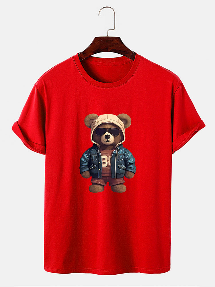 Agustín® | Bear In Leather Jacket Print T-Shirt