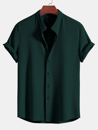 Alceo® | Muscle Fit Ribbed Stand Collar Shirt