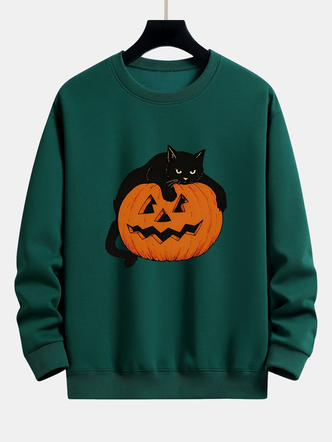 Belisario® | Pumpkin Black Cat Print Relax Fit Sweatshirt