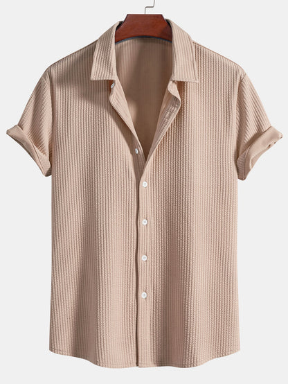 Adalberto® | Muscle Fit Ribbed Button Up Shirt