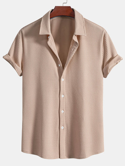 Adalberto® | Muscle Fit Ribbed Button Up Shirt