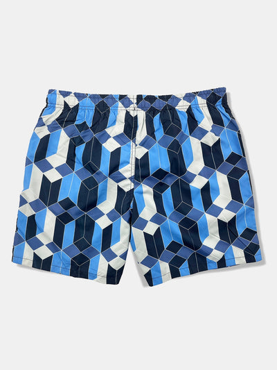 Benicio® | Linen Rayon Blend Button Up Shirt & Geometric Color Block Print Swim Shorts