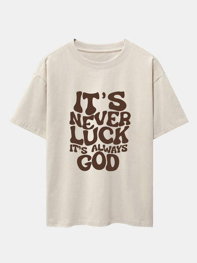 Cristóbal® | God Slogan Print Drop Shoulder Oversize T-Shirt & Drawstring Corduroy Shorts