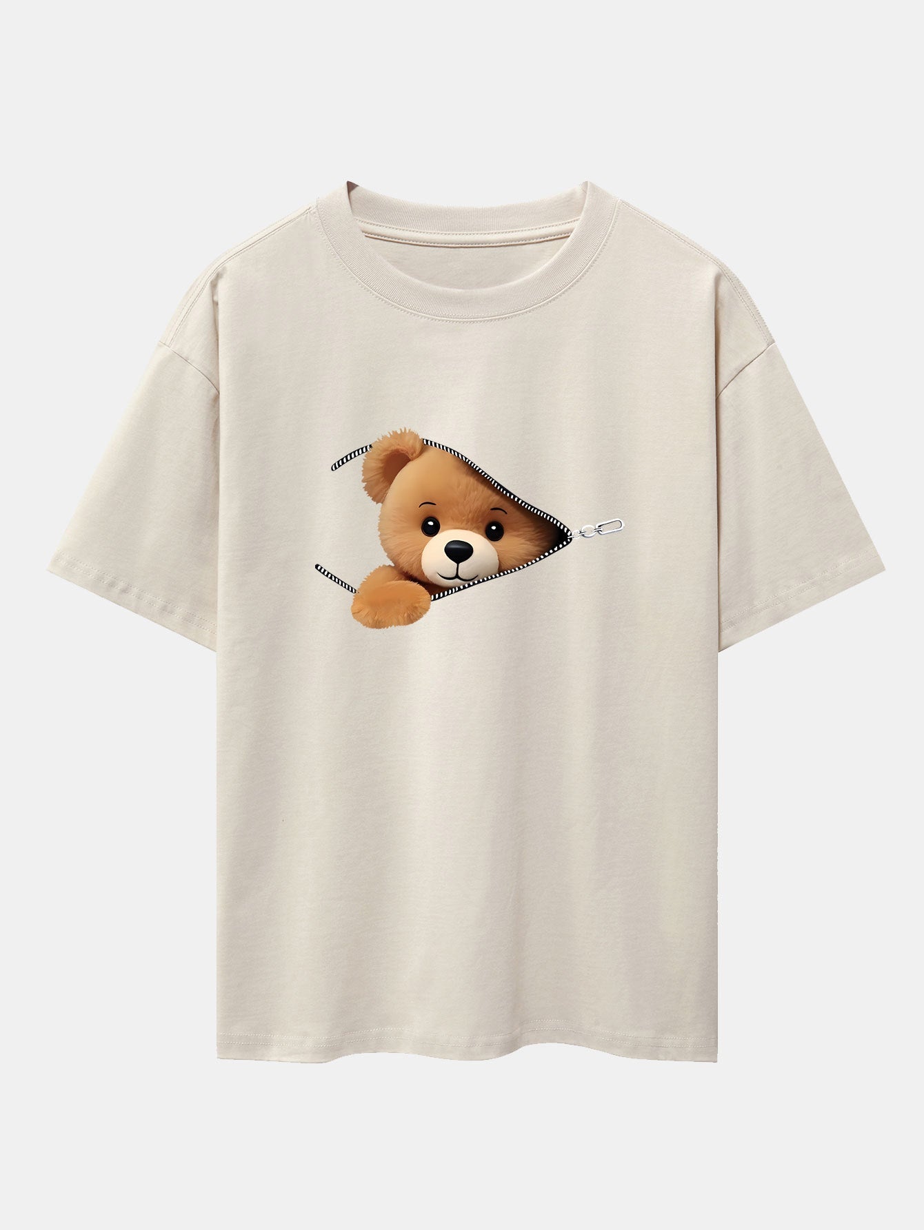Gumersindo® | Zipper Bear Print Drop Shoulder Oversize T-Shirt