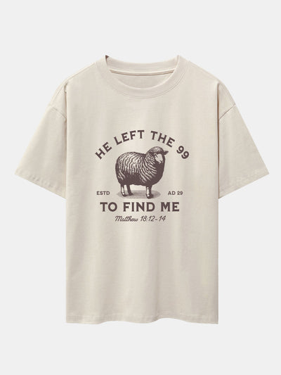 Jayden® | The Lost Lamb Print Drop Shoulder Oversize T-Shirt