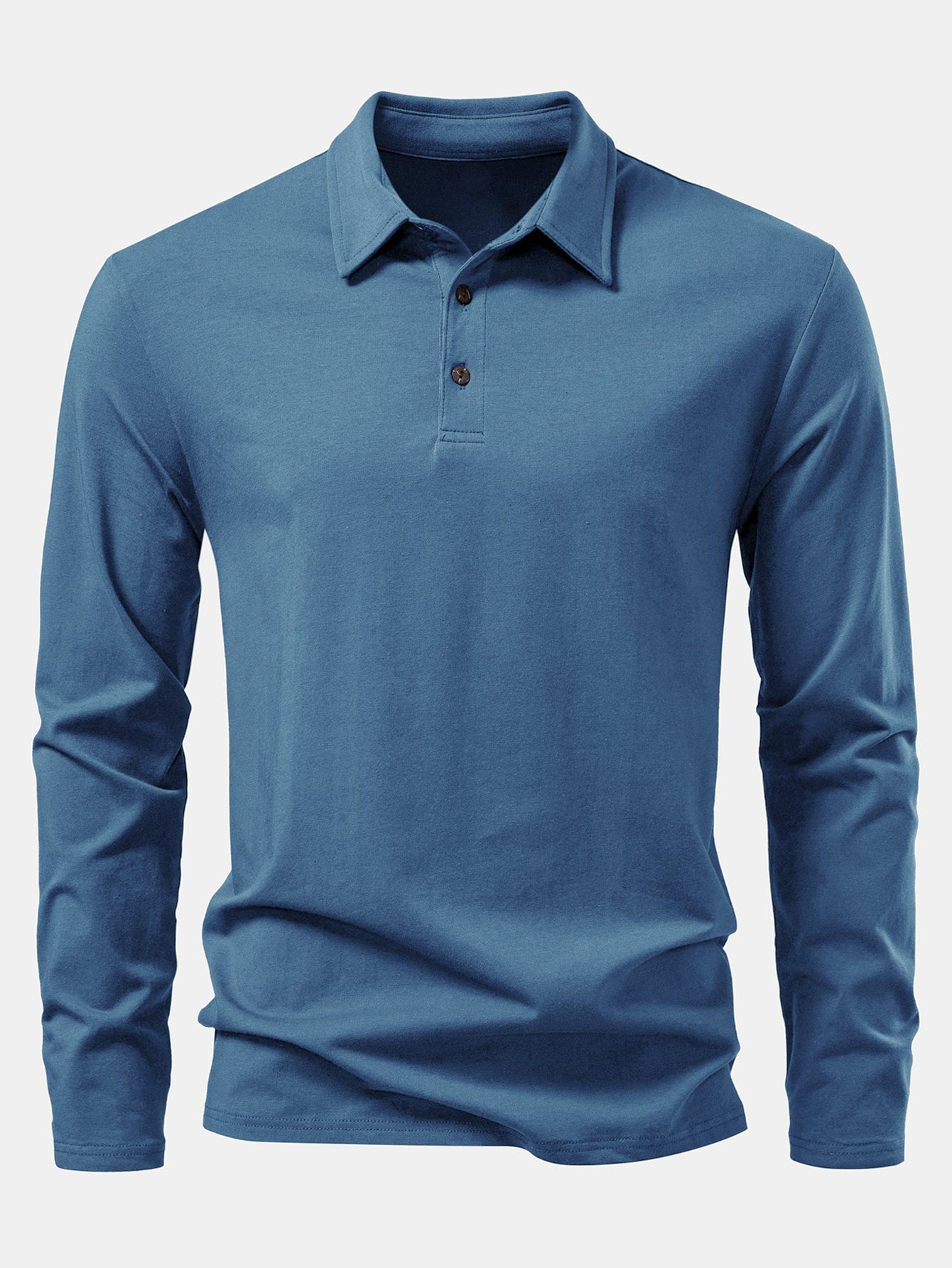 Livio® | Solid Long Sleeve Cotton Polo Shirt