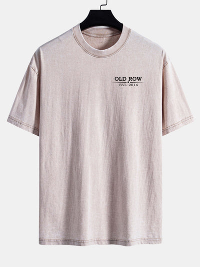 Jairo® | USA Old Row Beer Print Washed Distressed Drop Shoulder T-Shirt