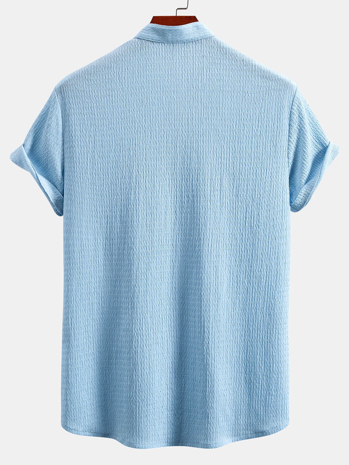 Yaxkin® | Muscle Fit Wrinkled Textured Stand Collar Shirt